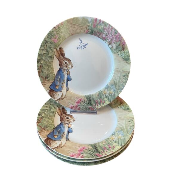 Peter Rabbit Salad Plates Spring Garden The World Of Beatrix Potter 8" Set 4 New - Picture 16 of 16
